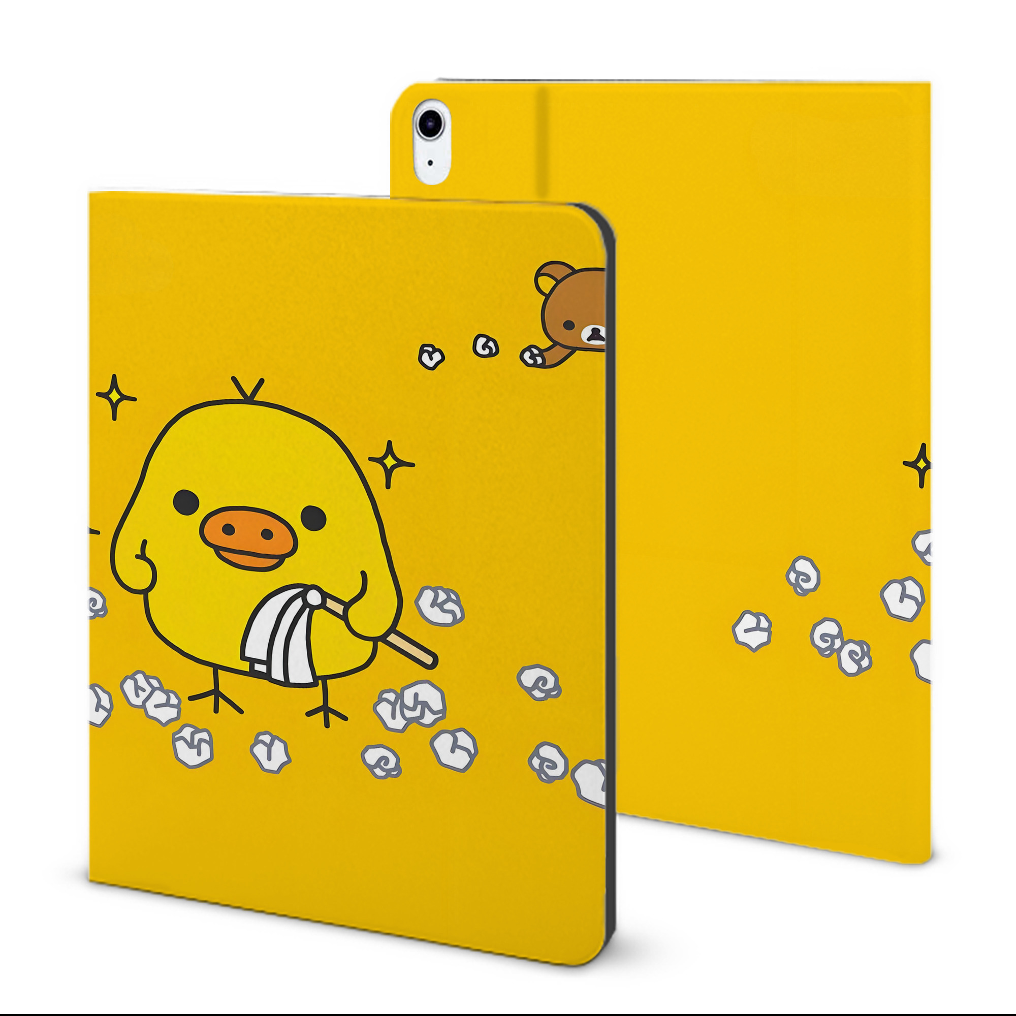 （画像用） リラックマ リラックマ キイロイトリ Rilakkuma Korilakkuma Kiiroitori IPad ケース ブック型 PUレザー TPU 耐衝撃 軽量 薄型 ペン収納なし 全面保護 IPad 各モデル対応
